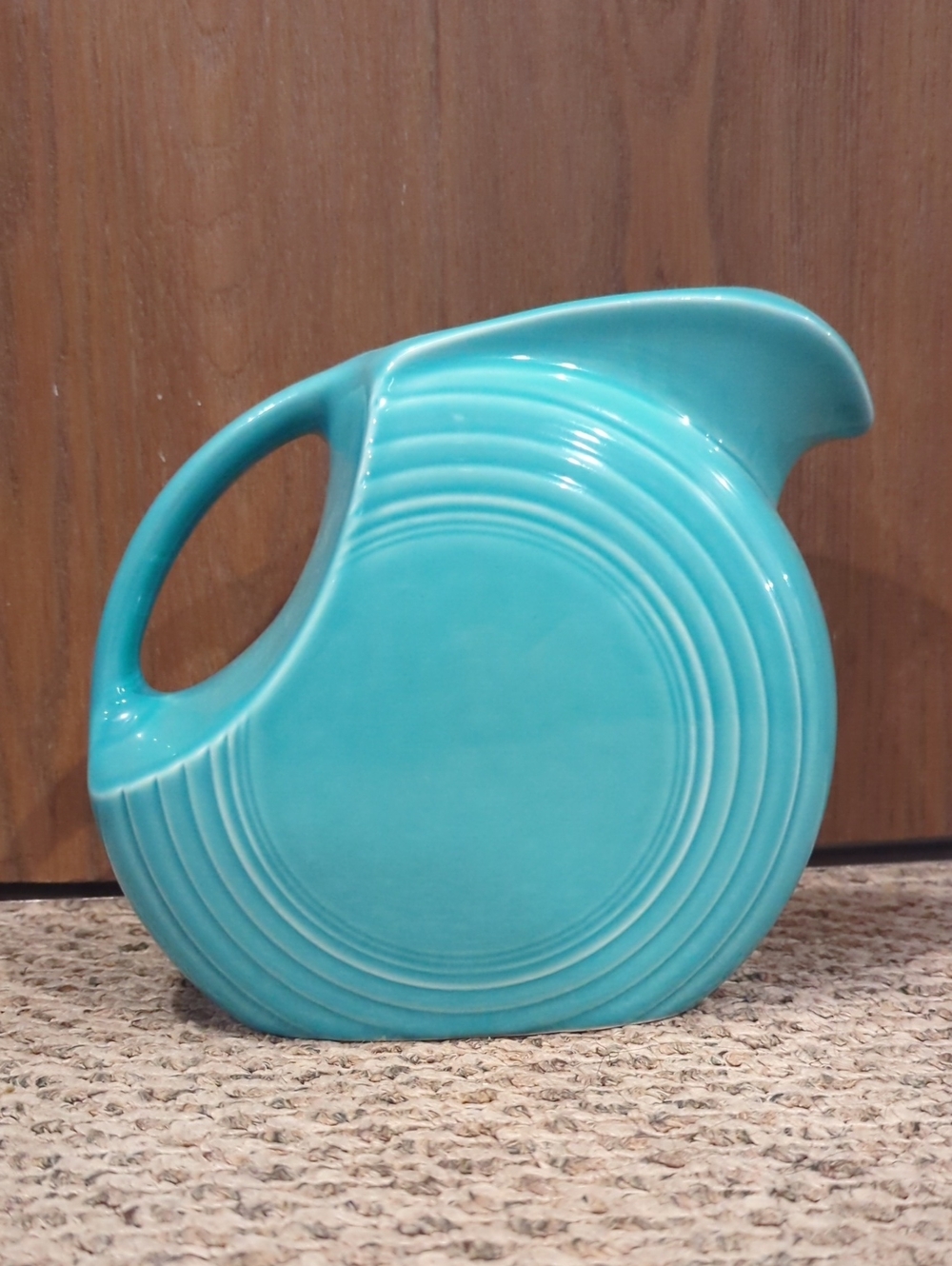 Fiesta Turquoise Ceramic Disc Pitcher Vase